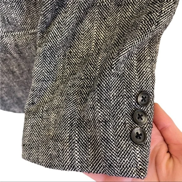 Men's Vintage Burberry Herringbone gray silver blazer jacket size 42